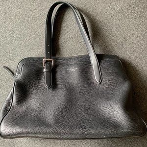 Smythson of Bond Street Large Shoulder Bag Black EUC with dust bag